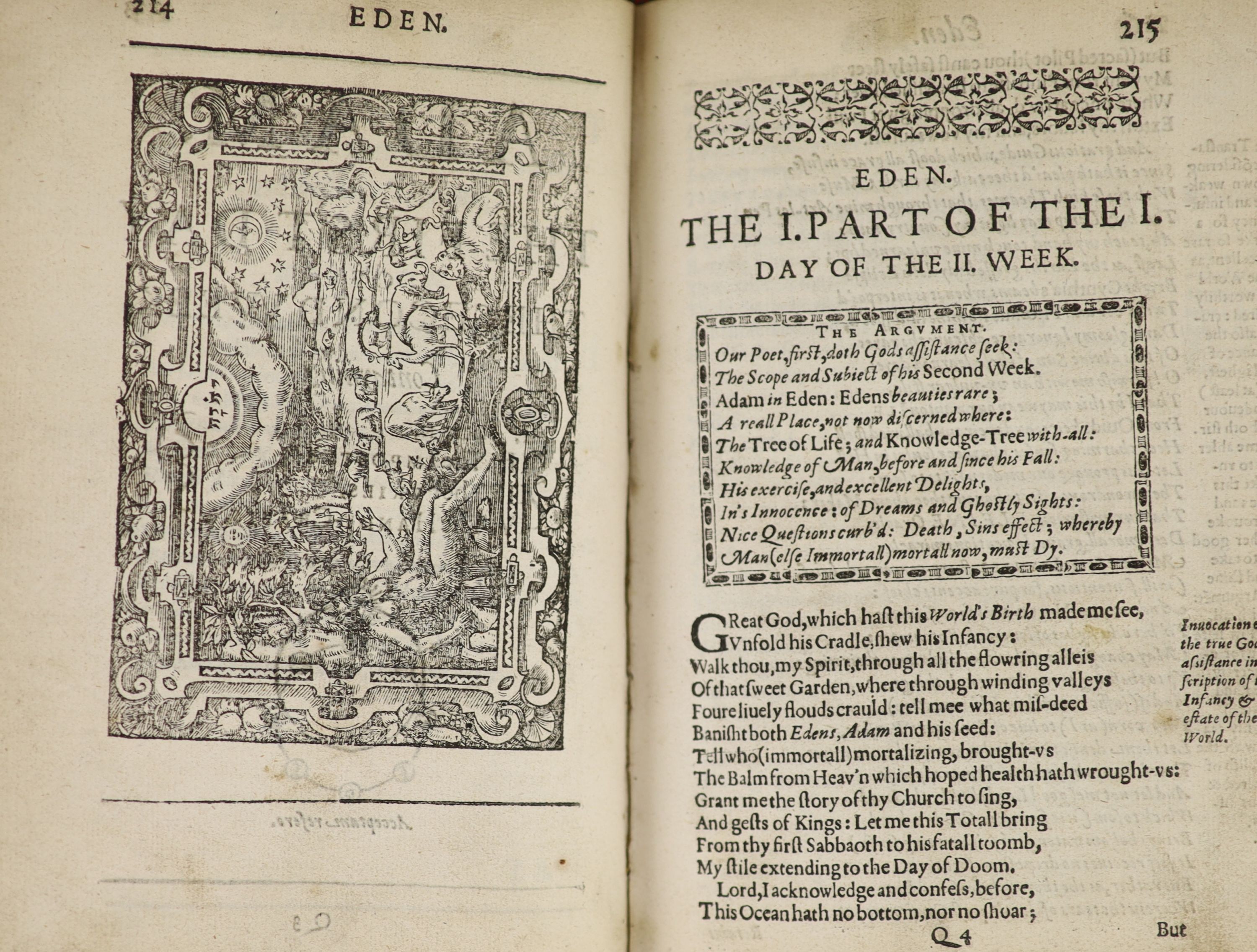 [Du Bartas, Guillaume de Saluste. His Divine Weekes and Workes] i.e. lacks title. engraved part title devices, 2 full-page text engravings, The History of Judith part title